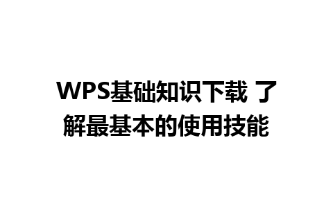 WPS基础知识下载 了解最基本的使用技能