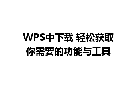 WPS中下载 轻松获取你需要的功能与工具