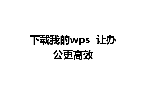 下载我的wps  让办公更高效