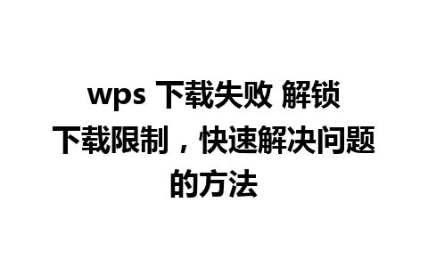 wps 下载失败 解锁下载限制，快速解决问题的方法