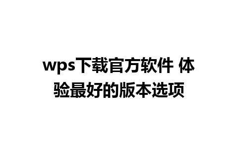 wps下载官方软件 体验最好的版本选项