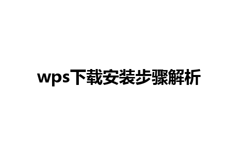 wps下载安装步骤解析