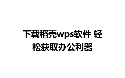 下载稻壳wps软件 轻松获取办公利器