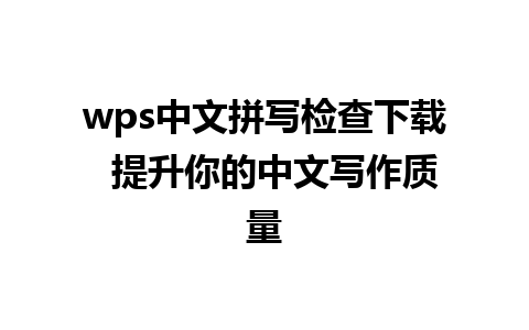 wps中文拼写检查下载  提升你的中文写作质量