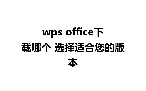 wps office下载哪个 选择适合您的版本