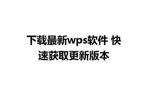 下载最新wps软件 快速获取更新版本