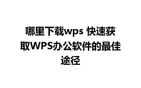 哪里下载wps 快速获取WPS办公软件的最佳途径