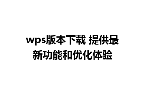 wps版本下载 提供最新功能和优化体验