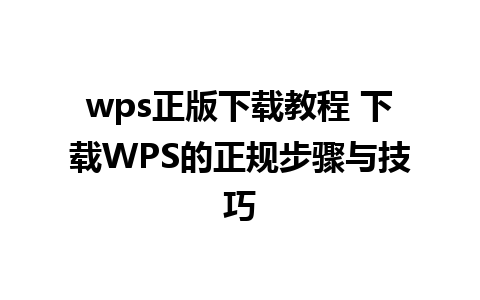 wps正版下载教程 下载WPS的正规步骤与技巧