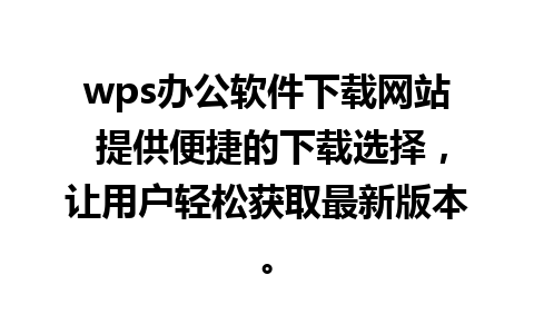 wps办公软件下载网站 提供便捷的下载选择，让用户轻松获取最新版本。