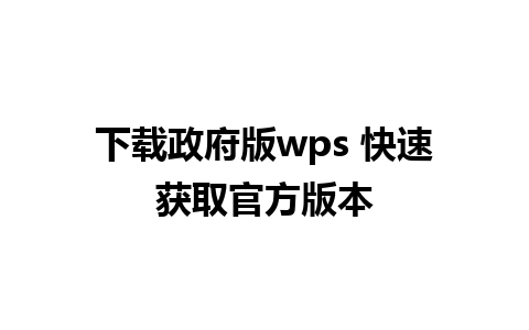 下载政府版wps 快速获取官方版本