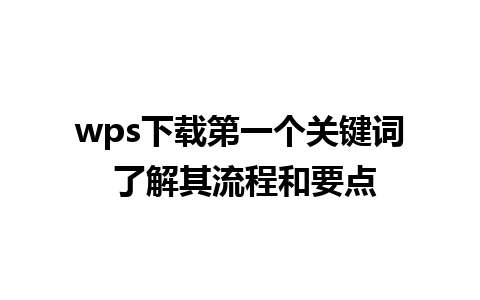 wps下载第一个关键词 了解其流程和要点