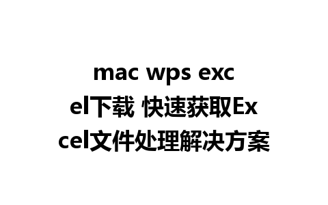 mac wps excel下载 快速获取Excel文件处理解决方案