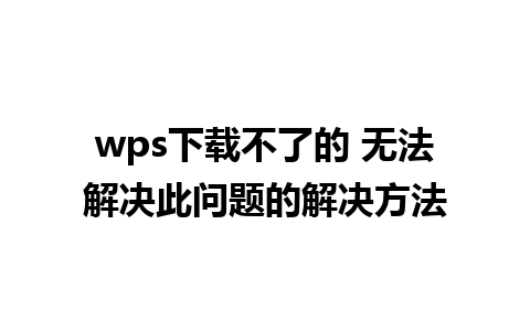 wps下载不了的 无法解决此问题的解决方法