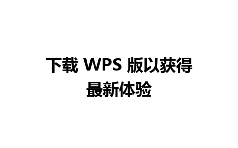 下载 WPS 版以获得最新体验