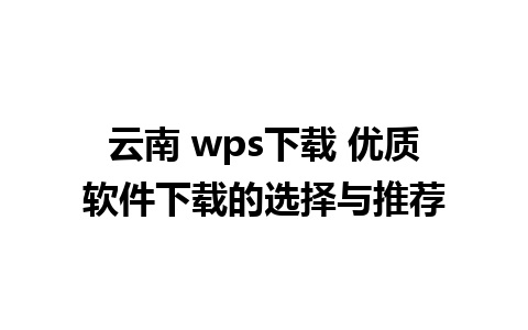 云南 wps下载 优质软件下载的选择与推荐