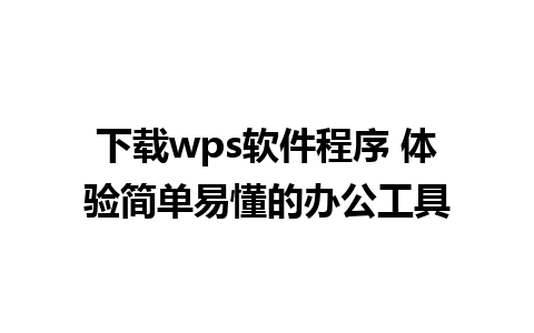 下载wps软件程序 体验简单易懂的办公工具