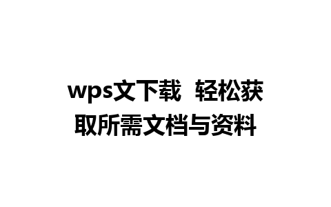 wps文下载  轻松获取所需文档与资料