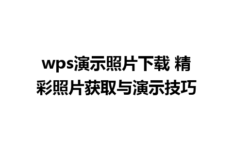 wps演示照片下载 精彩照片获取与演示技巧