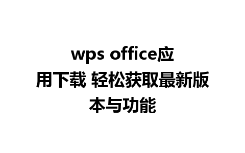 wps office应用下载 轻松获取最新版本与功能