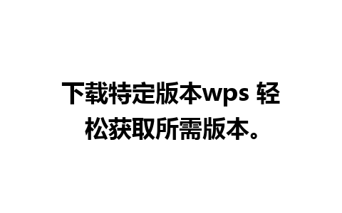 下载特定版本wps 轻松获取所需版本。