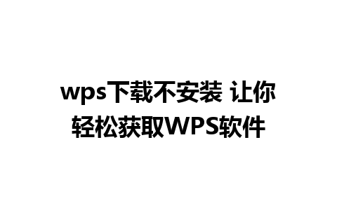 wps下载不安装 让你轻松获取WPS软件