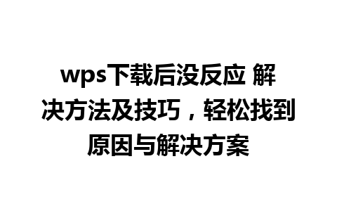 wps下载后没反应 解决方法及技巧，轻松找到原因与解决方案