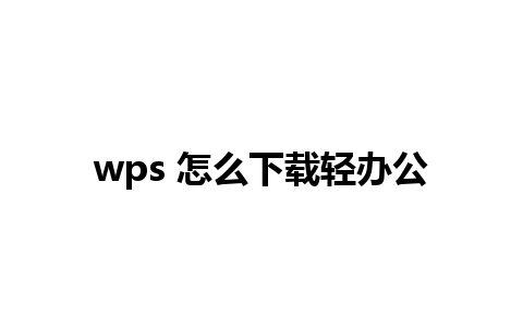 wps 怎么下载轻办公