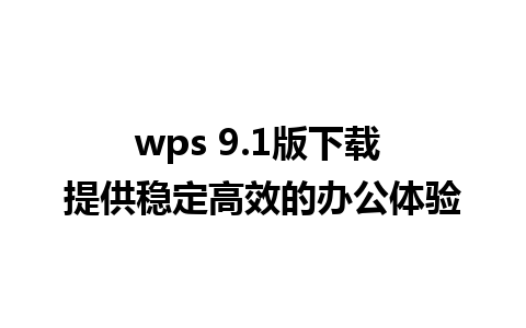 wps 9.1版下载 提供稳定高效的办公体验