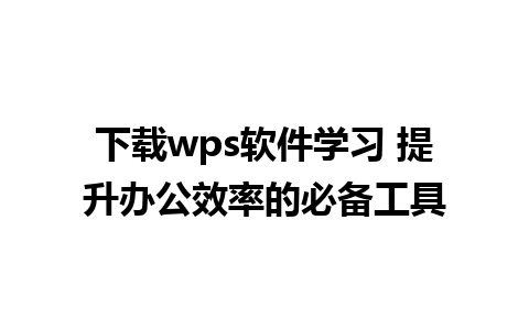 下载wps软件学习 提升办公效率的必备工具