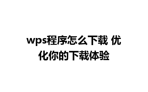 wps程序怎么下载 优化你的下载体验