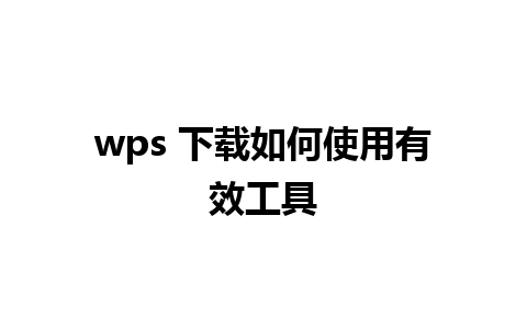 wps 下载如何使用有效工具