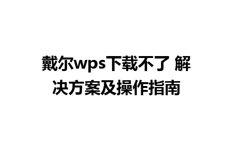 戴尔wps下载不了 解决方案及操作指南