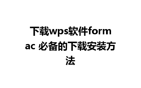 下载wps软件formac 必备的下载安装方法