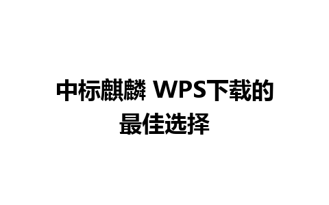 中标麒麟 WPS下载的最佳选择