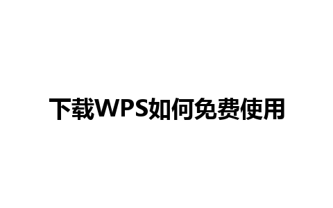 下载WPS如何免费使用