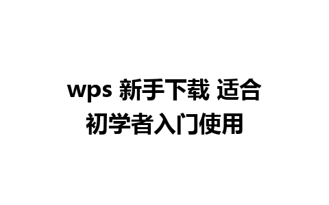 wps 新手下载 适合初学者入门使用