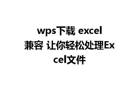 wps下载 excel兼容 让你轻松处理Excel文件