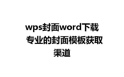 wps封面word下载  专业的封面模板获取渠道