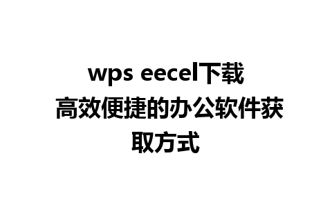 wps eecel下载 高效便捷的办公软件获取方式