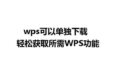 wps可以单独下载  轻松获取所需WPS功能