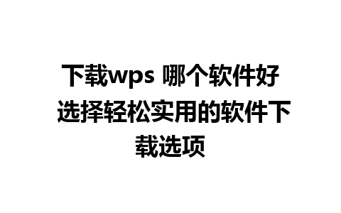 下载wps 哪个软件好 选择轻松实用的软件下载选项