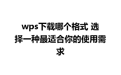 wps下载哪个格式 选择一种最适合你的使用需求