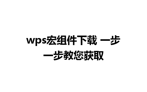 wps宏组件下载 一步一步教您获取