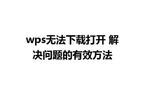 wps无法下载打开 解决问题的有效方法