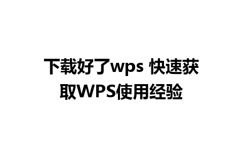 下载好了wps 快速获取WPS使用经验