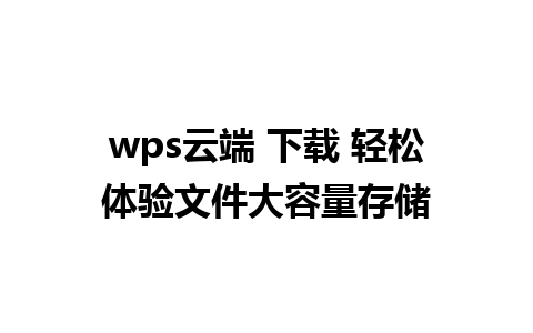 wps云端 下载 轻松体验文件大容量存储