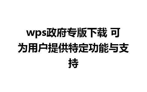 wps政府专版下载 可为用户提供特定功能与支持