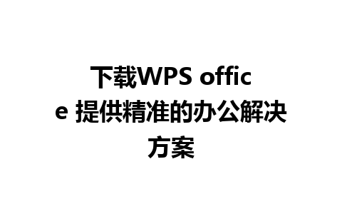 下载WPS office 提供精准的办公解决方案