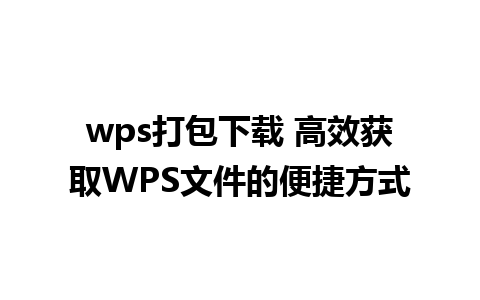 wps打包下载 高效获取WPS文件的便捷方式